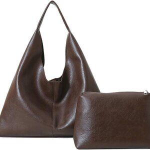 Women Slouchy Hobo Tote Bag PU Leather Crossbody Purse Large Capacity